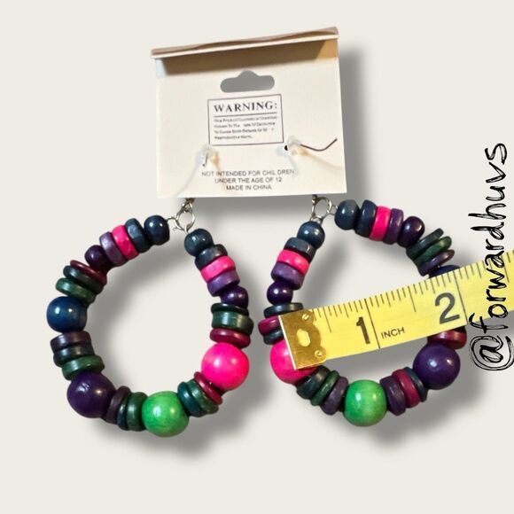 Bundle Sale 3 for $15 | Princess Accessories Colorful Hoop Earrings – Mixed Bead - Picture 4 of 6